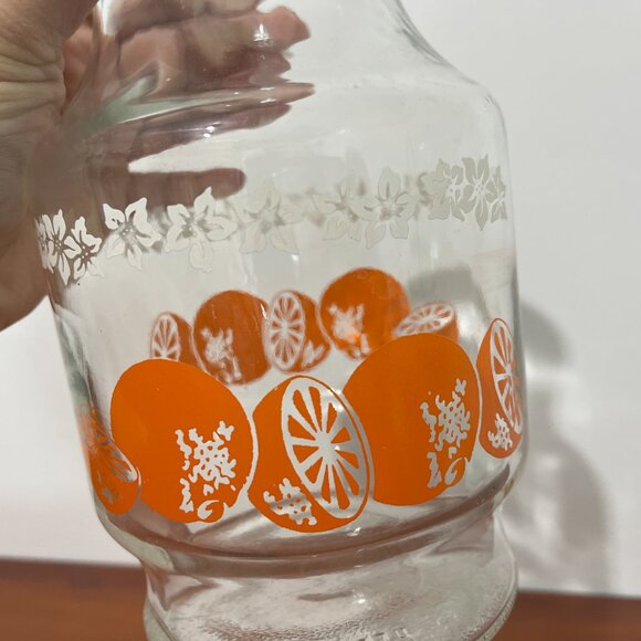 Vintage Juice/Water Pitcher with Orange and White Flower Pattern - Picture 8 of 11